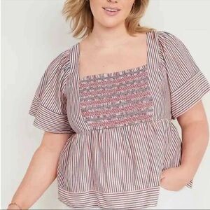 Old Navy Red and White‎ Striped Blouse